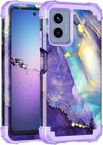 Rancase for Moto G 5G 2024 Case,Three Layer Heavy Duty Shockproof Protection Hard Plastic Bumper+Soft Silicone Rubber Protective Girls Cover for Motorola Moto G 5G 2024,Acid Blue in Saudi Arabia