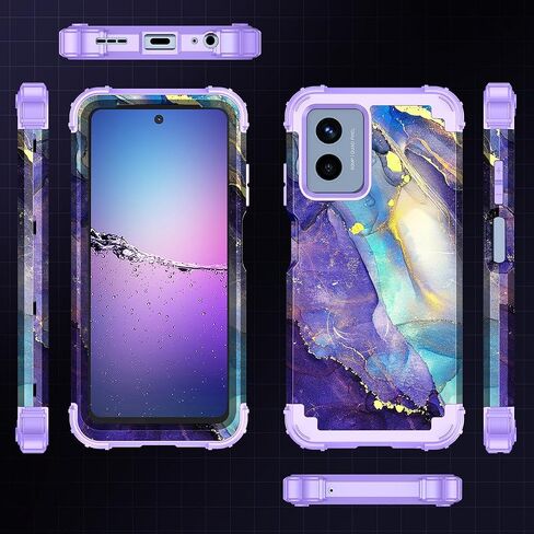Rancase for Moto G 5G 2024 Case,Three Layer Heavy Duty Shockproof Protection Hard Plastic Bumper+Soft Silicone Rubber Protective Girls Cover for Motorola Moto G 5G 2024,Acid Blue in Saudi Arabia