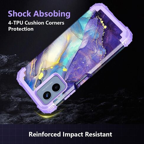 Rancase for Moto G 5G 2024 Case,Three Layer Heavy Duty Shockproof Protection Hard Plastic Bumper+Soft Silicone Rubber Protective Girls Cover for Motorola Moto G 5G 2024,Acid Blue in Saudi Arabia
