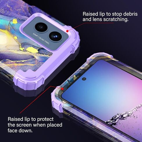 Rancase for Moto G 5G 2024 Case,Three Layer Heavy Duty Shockproof Protection Hard Plastic Bumper+Soft Silicone Rubber Protective Girls Cover for Motorola Moto G 5G 2024,Acid Blue in Saudi Arabia