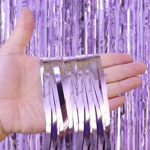 Light Purple Fringe Curtains, Xtra Large Foil Fringe Curtains, Pack of 2 Foil Light Purple Backdrop Curtains Party Decorations for Birthday Wedding Bridal Shower Cocktail Christmas New Year Party in Saudi Arabia