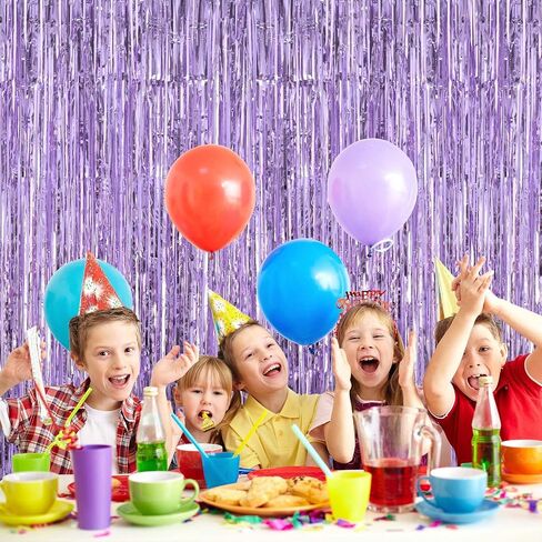 Light Purple Fringe Curtains, Xtra Large Foil Fringe Curtains, Pack of 2 Foil Light Purple Backdrop Curtains Party Decorations for Birthday Wedding Bridal Shower Cocktail Christmas New Year Party in Saudi Arabia