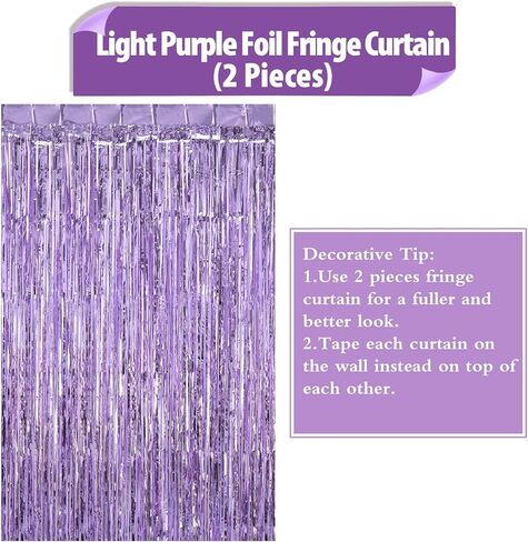 Light Purple Fringe Curtains, Xtra Large Foil Fringe Curtains, Pack of 2 Foil Light Purple Backdrop Curtains Party Decorations for Birthday Wedding Bridal Shower Cocktail Christmas New Year Party in Saudi Arabia