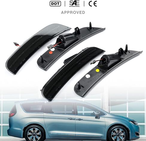 NSLUMO Led Side Marker Lights Replacement for 2017 2018 2019 2020 2021 2022 Chrysler Pacifica Amber Front Rear Red Side Markers Left Right Fender OEM Fit Sidemarker Lamps Kit Euro Smoked Lens in Saudi Arabia