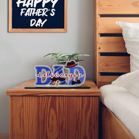 Putuo Decor Father's Day Table Centerpiece Happy Father's Day Wood Sign Father's Day Decorations, DAD I Love You Father's Day Wood Sign for Table, Meaningful Gifts for Dad, Father's Day Party Supplies in Saudi Arabia