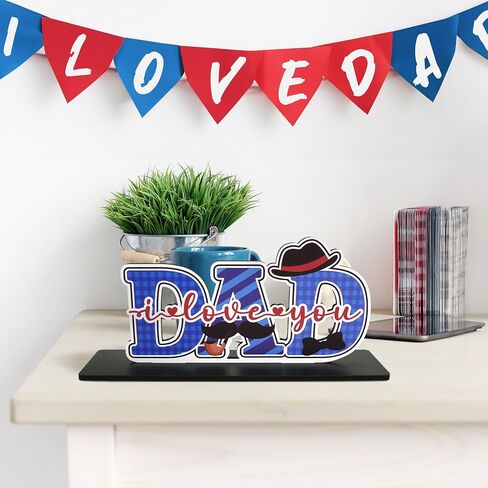 Putuo Decor Father's Day Table Centerpiece Happy Father's Day Wood Sign Father's Day Decorations, DAD I Love You Father's Day Wood Sign for Table, Meaningful Gifts for Dad, Father's Day Party Supplies in Saudi Arabia