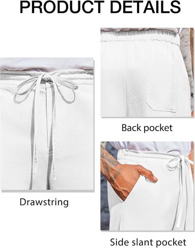 PASLTER Mens Casual Pants Drawstring Elastic Waist Loose Fit Cotton Summer Beach Yoga Pants in Saudi Arabia