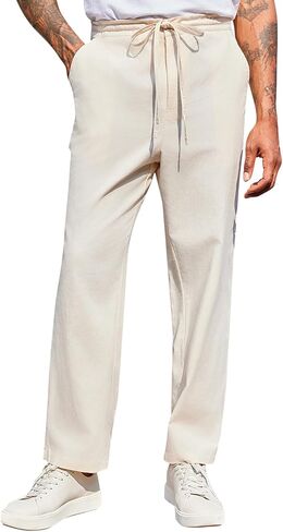 سراويل PASLTER الرجالية الكاجوال برباط خصر مطاطي فضفاض مناسب للصيف والشاطئ واليوجا in Kuwait