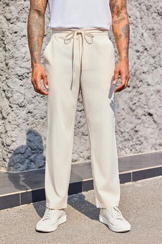 سراويل PASLTER الرجالية الكاجوال برباط خصر مطاطي فضفاض مناسب للصيف والشاطئ واليوجا in Kuwait