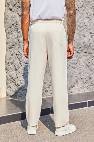 سراويل PASLTER الرجالية الكاجوال برباط خصر مطاطي فضفاض مناسب للصيف والشاطئ واليوجا in Kuwait