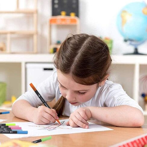 ai-natebok 60 Colors Dual Tip Brush Art Marker Pens, Coloring Markers, Fine & Brush Tip Pen for Bullet Journal Adult Coloring Book Note Taking Planner Drawing Doodle Card Making Art Supplier in Kuwait