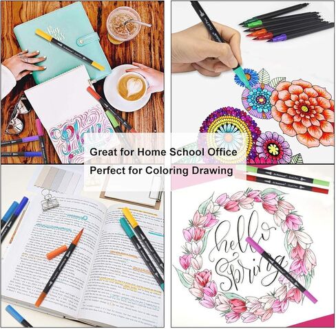 ai-natebok 60 Colors Dual Tip Brush Art Marker Pens, Coloring Markers, Fine & Brush Tip Pen for Bullet Journal Adult Coloring Book Note Taking Planner Drawing Doodle Card Making Art Supplier in Kuwait