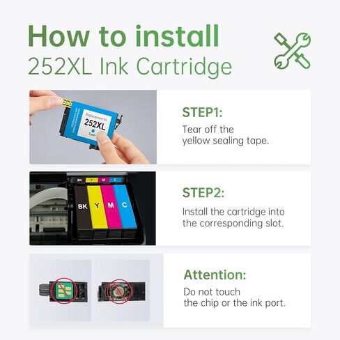 خراطيش حبر LEMERO 252XL معاد تصنيعها بديلة لخراطيش حبر Epson 252XL تعمل مع القوى العاملة WF-7110 WF-7710 WF-7720 WF-3640 WF-3620 (2 أسود، 2 سماوي، 2 أرجواني، 2 أصفر، 8 عبوات) in Kuwait