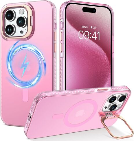 BENTOBEN for iPhone 15 Pro Max Magnetic Phone Case [Compatible with MagSafe] Kickstand Design Shockproof Protective Bumper Drop Protection Girls Women Boys Men iPhone 15 Pro Max Phone Cover, Black in Saudi Arabia