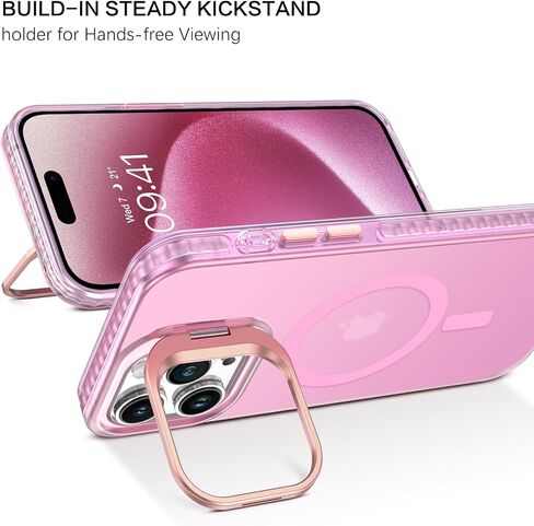 BENTOBEN for iPhone 15 Pro Max Magnetic Phone Case [Compatible with MagSafe] Kickstand Design Shockproof Protective Bumper Drop Protection Girls Women Boys Men iPhone 15 Pro Max Phone Cover, Black in Saudi Arabia
