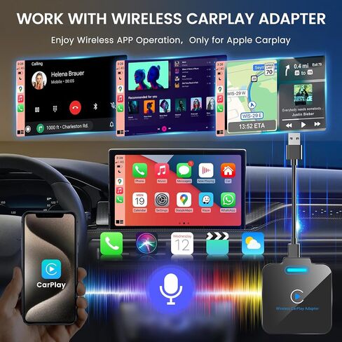 محول Carplay اللاسلكي، 2024 ترقية Carplay اللاسلكي تحويل المصنع سلكي إلى CarPlay Dongle التوصيل والتشغيل التلقائي، اتصال ثابت سريع وسهل الاستخدام مناسب لهاتف iPhone iOS 10+ وسيارات CarPlay السلكية OEM in Kuwait