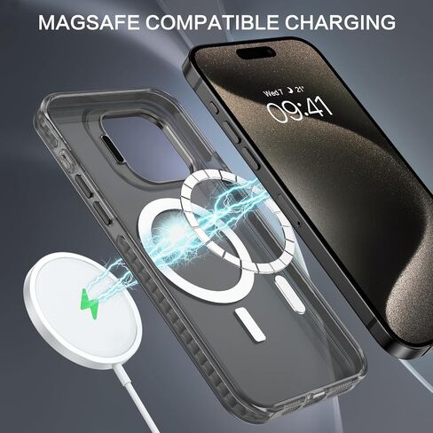 BENTOBEN for iPhone 15 Pro Max Magnetic Phone Case [Compatible with MagSafe] Kickstand Design Shockproof Protective Bumper Drop Protection Girls Women Boys Men iPhone 15 Pro Max Phone Cover, Black in Saudi Arabia