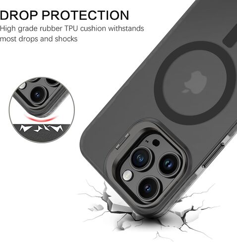 BENTOBEN for iPhone 15 Pro Max Magnetic Phone Case [Compatible with MagSafe] Kickstand Design Shockproof Protective Bumper Drop Protection Girls Women Boys Men iPhone 15 Pro Max Phone Cover, Black in Saudi Arabia