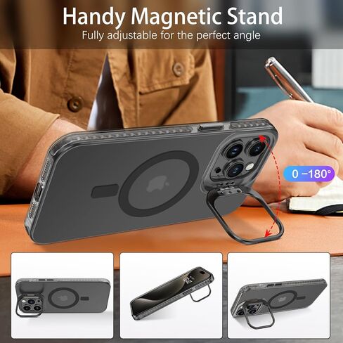 BENTOBEN for iPhone 15 Pro Max Magnetic Phone Case [Compatible with MagSafe] Kickstand Design Shockproof Protective Bumper Drop Protection Girls Women Boys Men iPhone 15 Pro Max Phone Cover, Black in Saudi Arabia