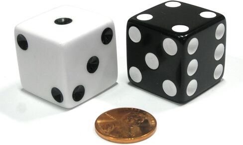 Koplow Games Set of 2 Inverse D6 25mm Large Opaque Jumbo Dice - 1 White and 1 Black in Kuwait