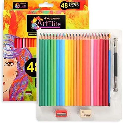 AAE 48 Pieces Colored Pencils for Adults coloring books, Vibrant art coloring pencils | Soft Core Color Pencil set for Shading, Sketching, Kids Beginners and Artists in Saudi Arabia