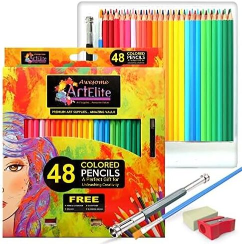 AAE 48 Pieces Colored Pencils for Adults coloring books, Vibrant art coloring pencils | Soft Core Color Pencil set for Shading, Sketching, Kids Beginners and Artists in Saudi Arabia
