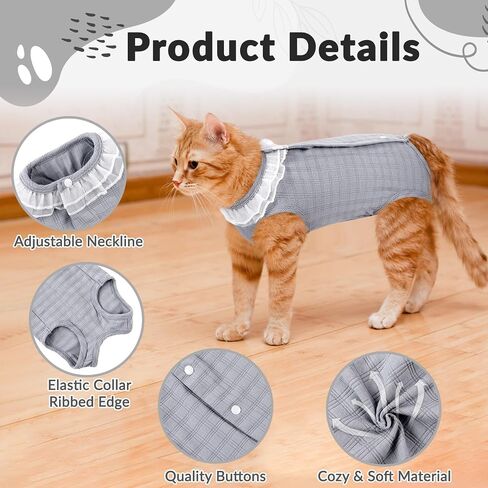 ASENKU Cat Recovery Suit, Cat Surgery Recovery Shirt Female After Surgery for Abdominal Wounds,Cat Onesie Anti Licking Wounds, E-Collar Alternative for Female Cats Kitten in Saudi Arabia