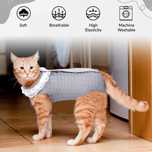 ASENKU Cat Recovery Suit, Cat Surgery Recovery Shirt Female After Surgery for Abdominal Wounds,Cat Onesie Anti Licking Wounds, E-Collar Alternative for Female Cats Kitten in Saudi Arabia