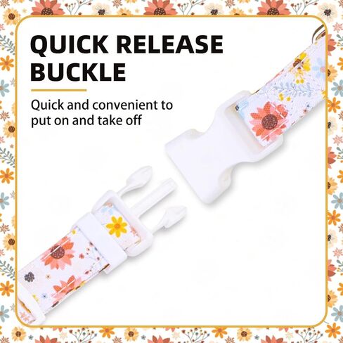 PUPTECK Cute Floral Dog Collar, Soft Cloth Fabric Dog Collars for Small Medium Large Dogs, Adjustable Puppy Collar with Pendant for Male Female Boys Girls Accessories in Saudi Arabia