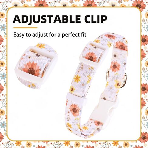 PUPTECK Cute Floral Dog Collar, Soft Cloth Fabric Dog Collars for Small Medium Large Dogs, Adjustable Puppy Collar with Pendant for Male Female Boys Girls Accessories in Saudi Arabia