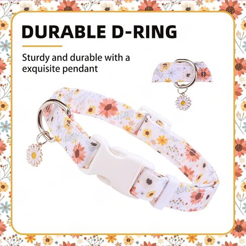 PUPTECK Cute Floral Dog Collar, Soft Cloth Fabric Dog Collars for Small Medium Large Dogs, Adjustable Puppy Collar with Pendant for Male Female Boys Girls Accessories in Saudi Arabia