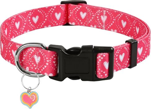 Ktinnead Valentine's Day Dog Collar, Special Heart Pattern, Soft Nylon Comfortable Durable Dog Collar for Large Dogs Medium Dogs Small Dogs, Valentine's Day Gifts, Birthdays Parties Holidays in Saudi Arabia