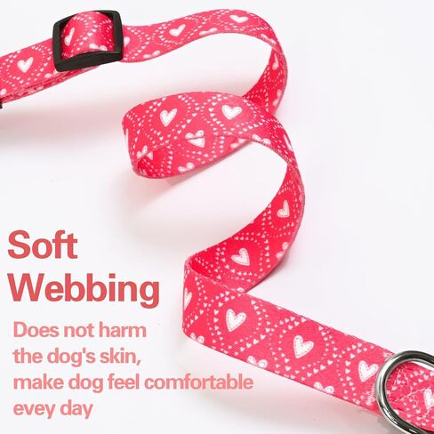 Ktinnead Valentine's Day Dog Collar, Special Heart Pattern, Soft Nylon Comfortable Durable Dog Collar for Large Dogs Medium Dogs Small Dogs, Valentine's Day Gifts, Birthdays Parties Holidays in Saudi Arabia