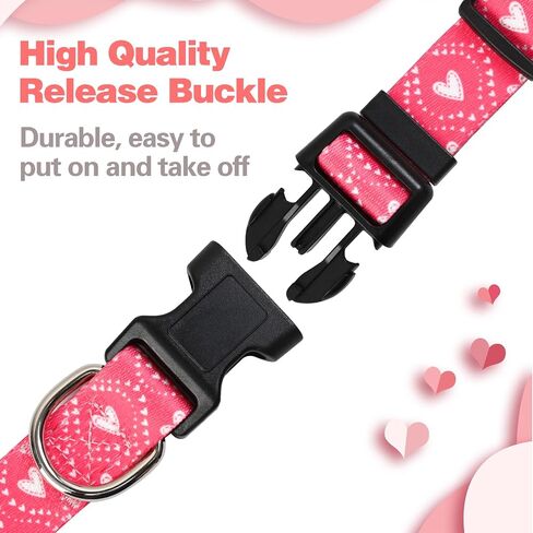 Ktinnead Valentine's Day Dog Collar, Special Heart Pattern, Soft Nylon Comfortable Durable Dog Collar for Large Dogs Medium Dogs Small Dogs, Valentine's Day Gifts, Birthdays Parties Holidays in Saudi Arabia