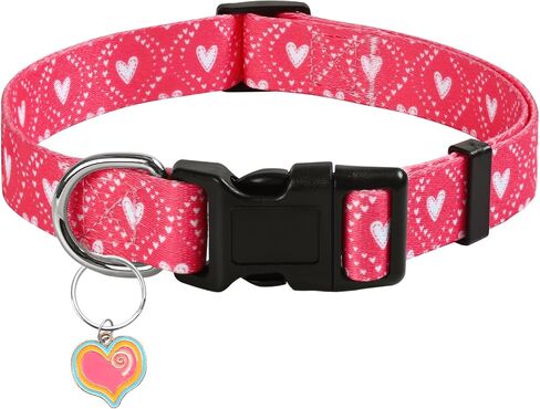 Ktinnead Valentine's Day Dog Collar, Special Heart Pattern, Soft Nylon Comfortable Durable Dog Collar for Large Dogs Medium Dogs Small Dogs, Valentine's Day Gifts, Birthdays Parties Holidays in Saudi Arabia