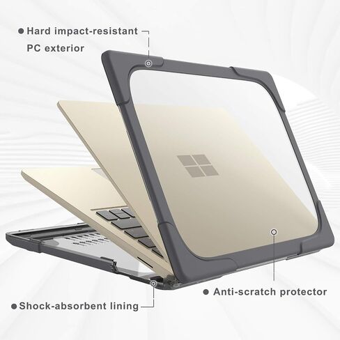 BATYUE Slim Hard Shell Case for 12.4-inch Microsoft Surface Laptop Go (2020 Release) / Surface Laptop Go 2 (2022 Release) with Touch Screen.[Fold Kickstand] Cover for Laptop Go 12.4 Inch.(Grey) in Saudi Arabia