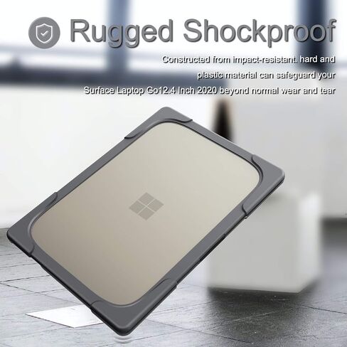 BATYUE Slim Hard Shell Case for 12.4-inch Microsoft Surface Laptop Go (2020 Release) / Surface Laptop Go 2 (2022 Release) with Touch Screen.[Fold Kickstand] Cover for Laptop Go 12.4 Inch.(Grey) in Saudi Arabia
