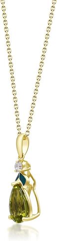 قلادة جين آند جريس من الذهب الأصفر عيار 10 قيراط والزبرجد الأصلي والألماس الطبيعي (I1) للنساء، هدية عيد الحب لها. in Kuwait