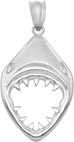 925 Sterling Silver Jaws Shark Head Mouth Open Charm Pendant in Saudi Arabia