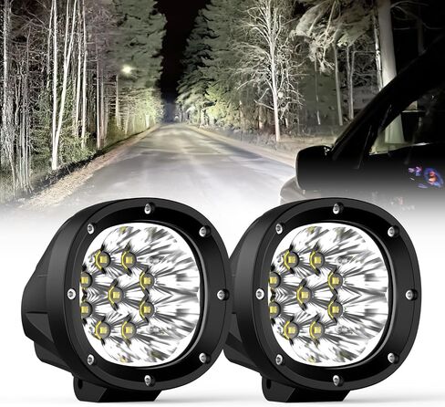 مصابيح LED مستديرة للطرق الوعرة، 4 بوصة 100 واط LED بقعة ضوء 10000 لومن، ضوء عمل مساعد للقيادة أكثر سطوعًا لسقف ممتص الصدمات A-Pillar ATV UTV SUV Truck Jeep - 2Pack in Saudi Arabia