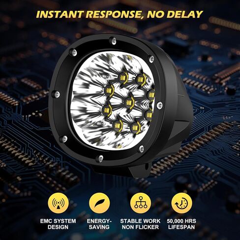 مصابيح LED مستديرة للطرق الوعرة، 4 بوصة 100 واط LED بقعة ضوء 10000 لومن، ضوء عمل مساعد للقيادة أكثر سطوعًا لسقف ممتص الصدمات A-Pillar ATV UTV SUV Truck Jeep - 2Pack in Saudi Arabia