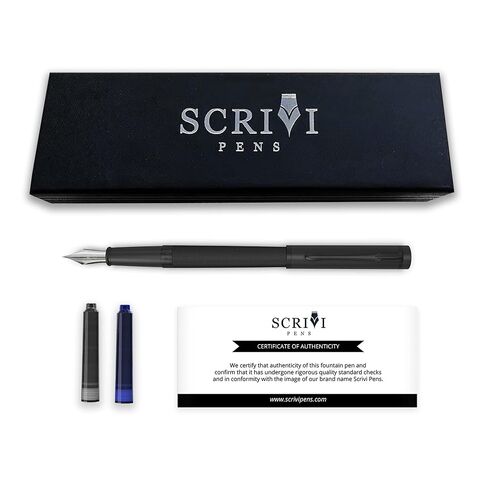 مجموعة أقلام حبر SCRIVI PENS، [سن رفيع جدًا]، مجموعة فنية، حقيبة هدايا؛ 2 خراطيش حبر، محول إعادة تعبئة الحبر، خط، أقلام كتابة سلسة [كروم أسود]، مثالية للرجال والنساء in Saudi Arabia