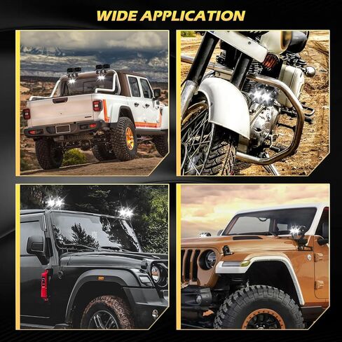 مصابيح LED مستديرة للطرق الوعرة، 4 بوصة 100 واط LED بقعة ضوء 10000 لومن، ضوء عمل مساعد للقيادة أكثر سطوعًا لسقف ممتص الصدمات A-Pillar ATV UTV SUV Truck Jeep - 2Pack in Kuwait