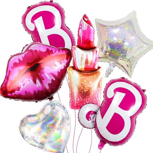 7 PCS Pink Balloon Pink Girl Balloons Hot Pink Balloon for Pink Princess Doll Theme Party Girl Birthday Baby Shower Princess Themed decorations in Saudi Arabia