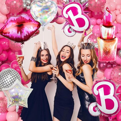 7 PCS Pink Balloon Pink Girl Balloons Hot Pink Balloon for Pink Princess Doll Theme Party Girl Birthday Baby Shower Princess Themed decorations in Saudi Arabia