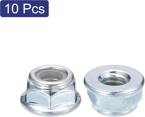 uxcell 1/4"x20mm Flange Nylon Insert Lock Nuts, 10Pcs Carbon Steel Hex Lock Nuts Self Locking Nuts for Industrial Construction Fasteners, White in Saudi Arabia