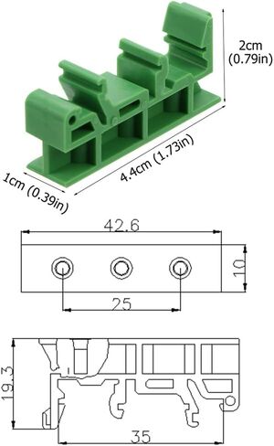 50Sets C45 DIN Rail PCB Mounting Black Bracket Holder Carrier Clips for Width 35mm or 15mm Din Rail in Saudi Arabia