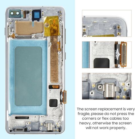 لاستبدال شاشة Samsung Galaxy S10 Plus، شاشة LCD لهاتف Samsung Galaxy s10+ G975F G975U G975W 6.4 بوصة مجموعة محول رقمي للوحة شاشة تعمل باللمس مع أدوات (فضي مع إطار) in Kuwait