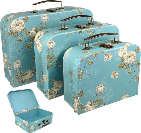 3 قطع من ثلاث قطع من حقائب الهدايا، حقيبة عتيقة، حقيبة من الورق المقوى على شكل زهرة، صندوق قبعة مع غطاء، متوسط، MMYS947229N013V6BD7QTU in Kuwait