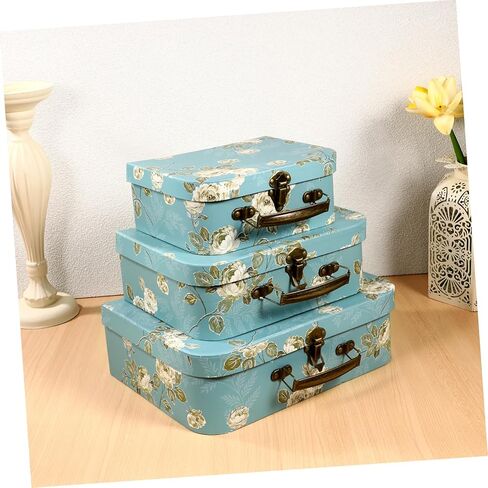 3 قطع من ثلاث قطع من حقائب الهدايا، حقيبة عتيقة، حقيبة من الورق المقوى على شكل زهرة، صندوق قبعة مع غطاء، متوسط، MMYS947229N013V6BD7QTU in Kuwait